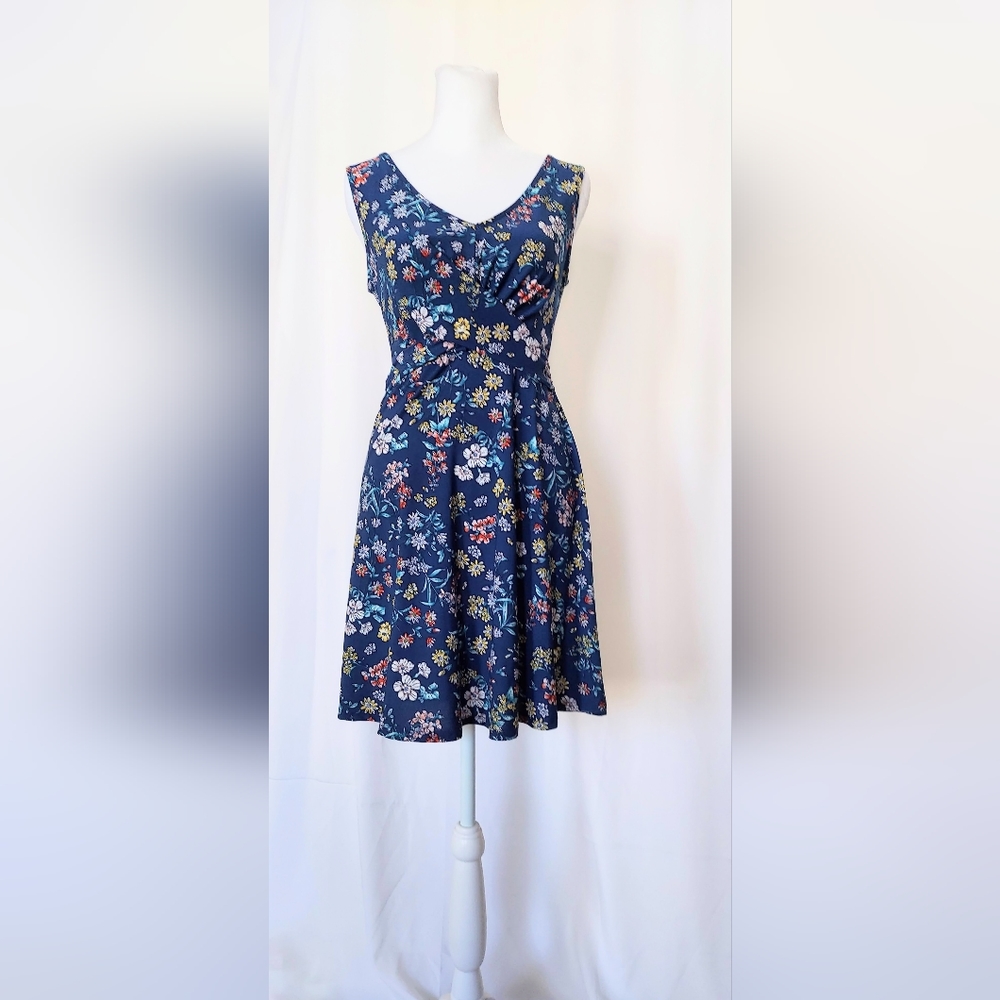 Candies Sleeveless Fit n Flare Dress Size XS Multi Color Blue Floral
